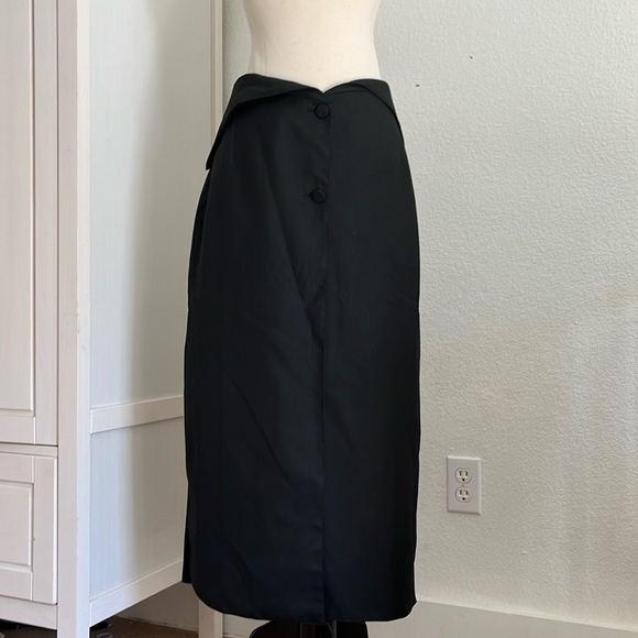 Like-new ROKH Black Flap Midi Skirt - Picture 6 of 12